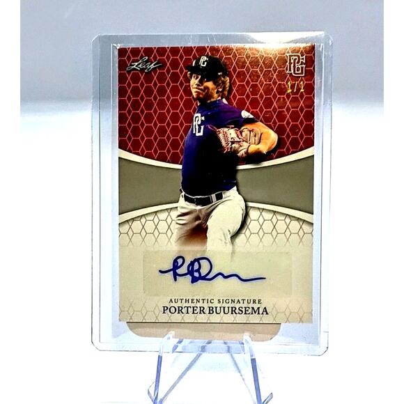 2022 Leaf Perfect Game Porter Buursema Auto Pre Prod Proof Red 1/1 - Picture 1 of 6